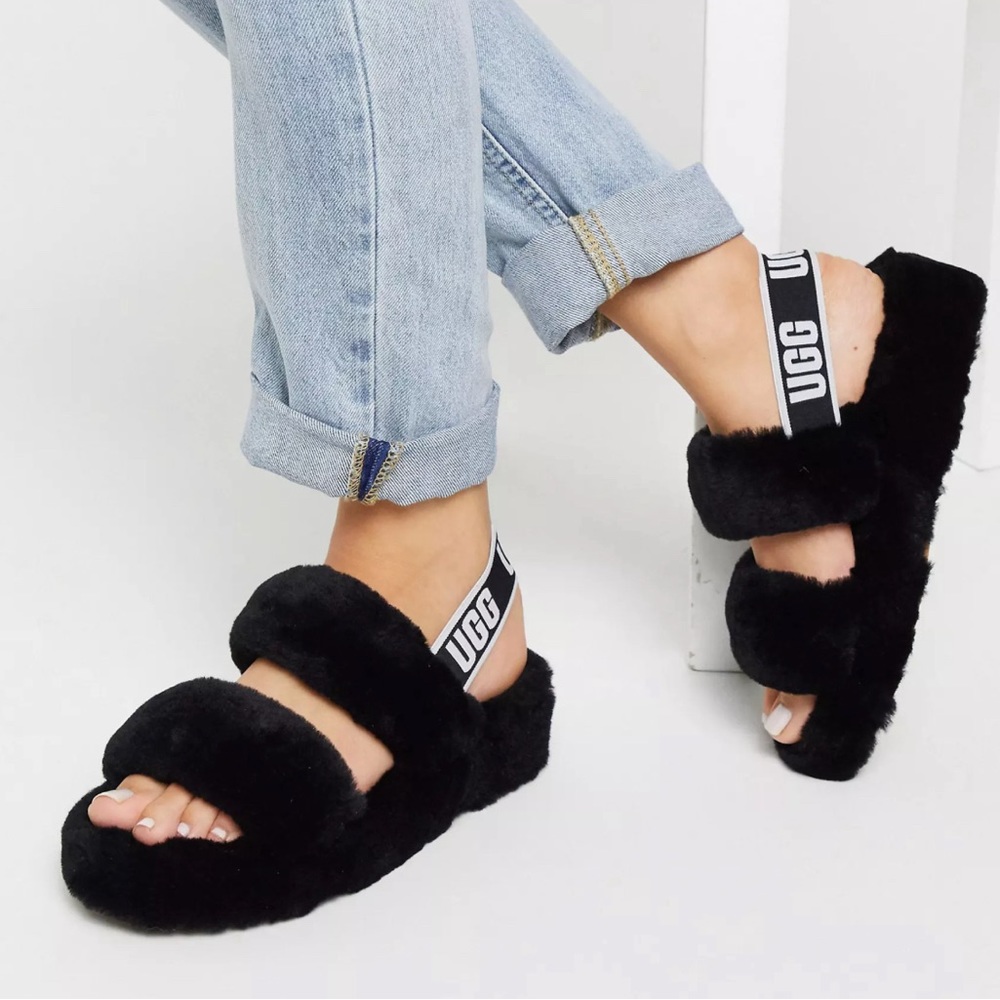 UGG Oh Yeah double strap flat sandals in black casual classic outdoor vacation